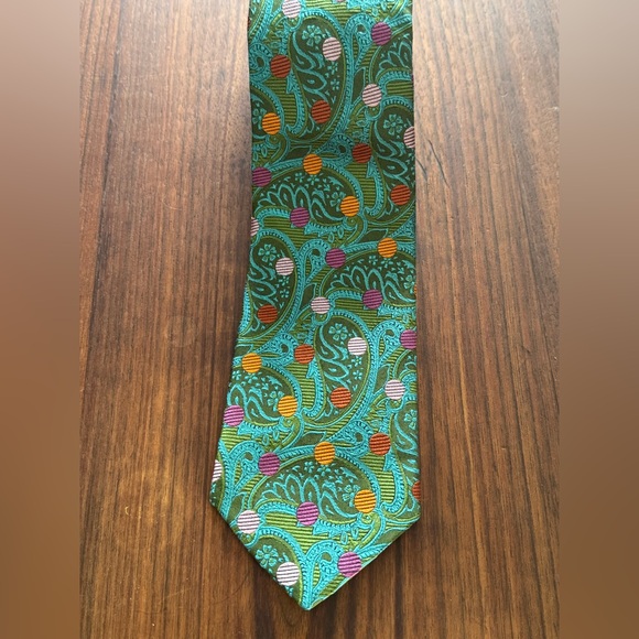 Michelsons archive collection Elegant Paisley Silk seven fold polka dot tie - Picture 1 of 7